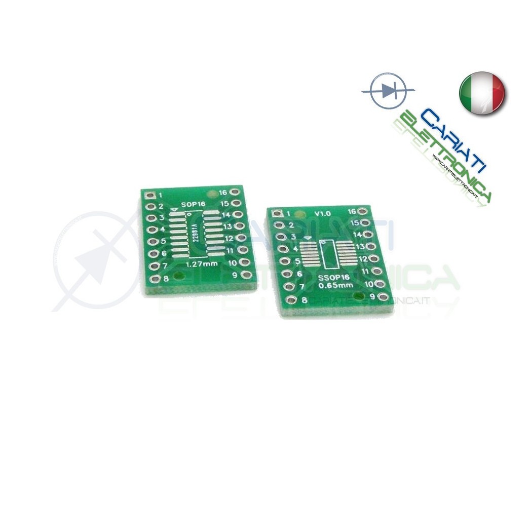 2 Pezzi Adattatore Basetta Test PCB SOP16 SO16 SOIC16 SMD a DIP16 16 Contatti