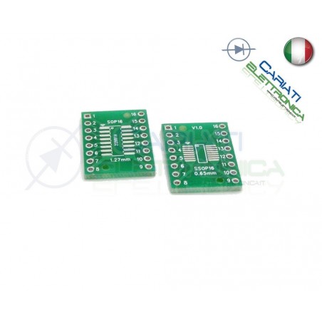 2 Pezzi Adattatore Basetta Test PCB SOP16 SO16 SOIC16 SMD a DIP16 16 Contatti