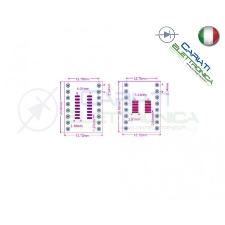 2 Pezzi Adattatore Basetta Test PCB SOP16 SO16 SOIC16 SMD a DIP16 16 Contatti