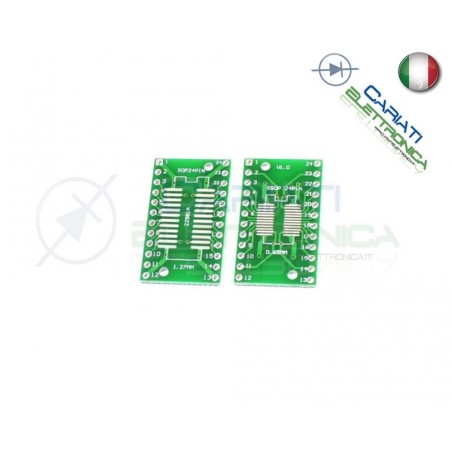 1 Pezzo Adattatore Basetta Test PCB SOP24 SO24 SOIC24 SMD a DIP24Generico