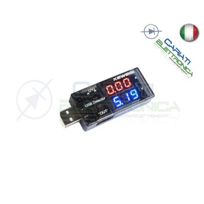 Tester Voltmetro Amperometro Digitale Misuratore USB DC 9V 3A Doppio Dislay