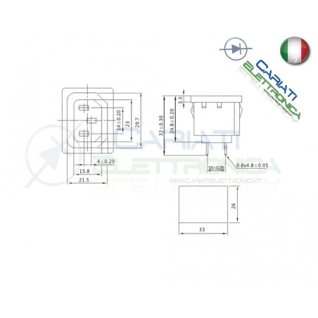 CONNETTORE ALIMENTAZIONE AC SPINA 10A FEMMINA