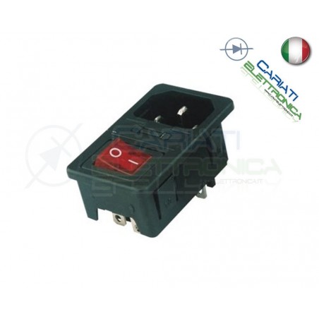 CONNETTORE ALIMENTAZIONE AC SPINA 10A CON INTERRUTTORE E FUSIBILE