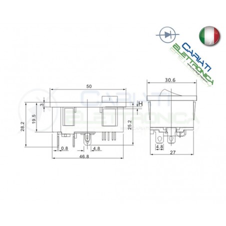 CONNETTORE ALIMENTAZIONE AC SPINA 10A CON INTERRUTTORE E FUSIBILE