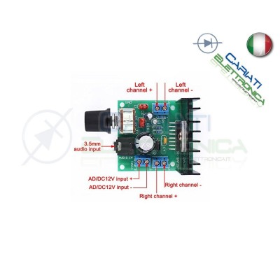 Scheda Amplificatore Audio Stereo 2 canali TDA7297 15W + 15W con manopola