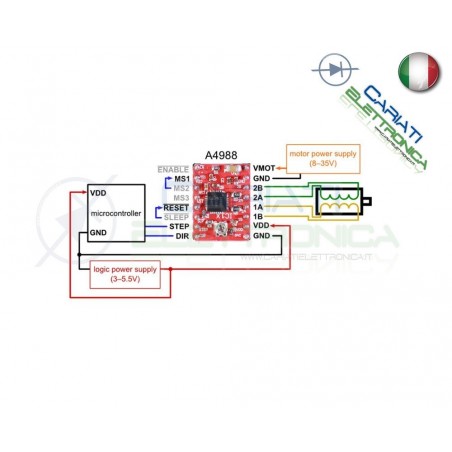 Driver Scheda A4988 1 asse per motori passo passo stepper cnc Arduino Pic Generico