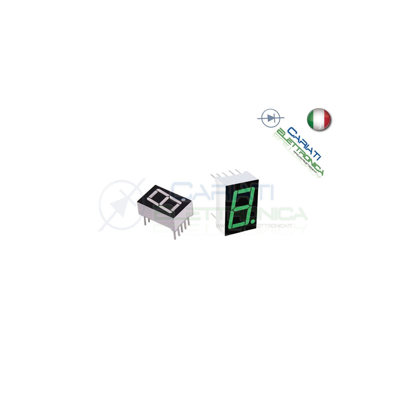 1 Pezzo Display 0.56" 19mm 7 Segmenti Verde Anodo Comune