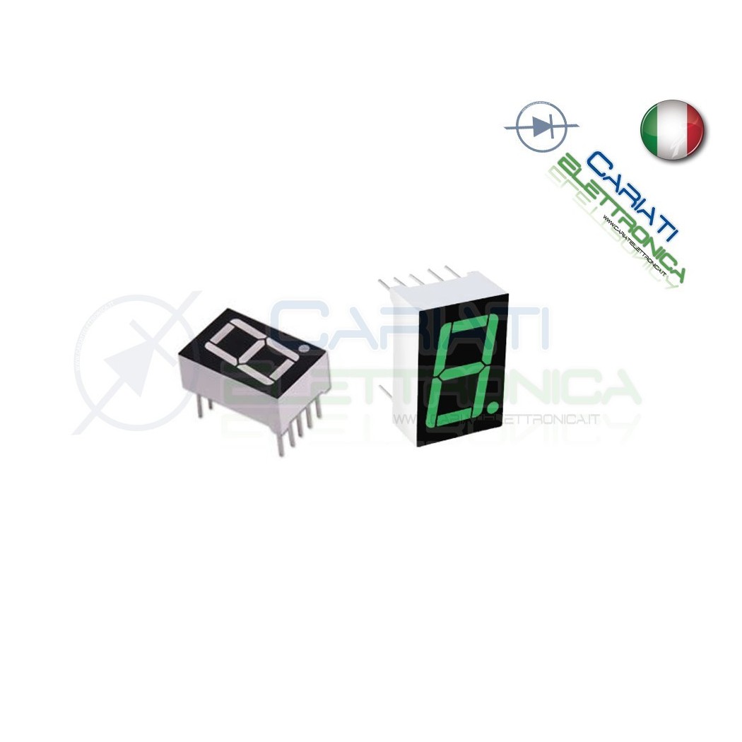 1 Pezzo Display 0.56" 19mm 7 Segmenti Verde Anodo Comune