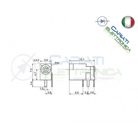 2 PEZZI CONNETTORE ALIMENTAZIONE DC JACK SPINA FEMMINA