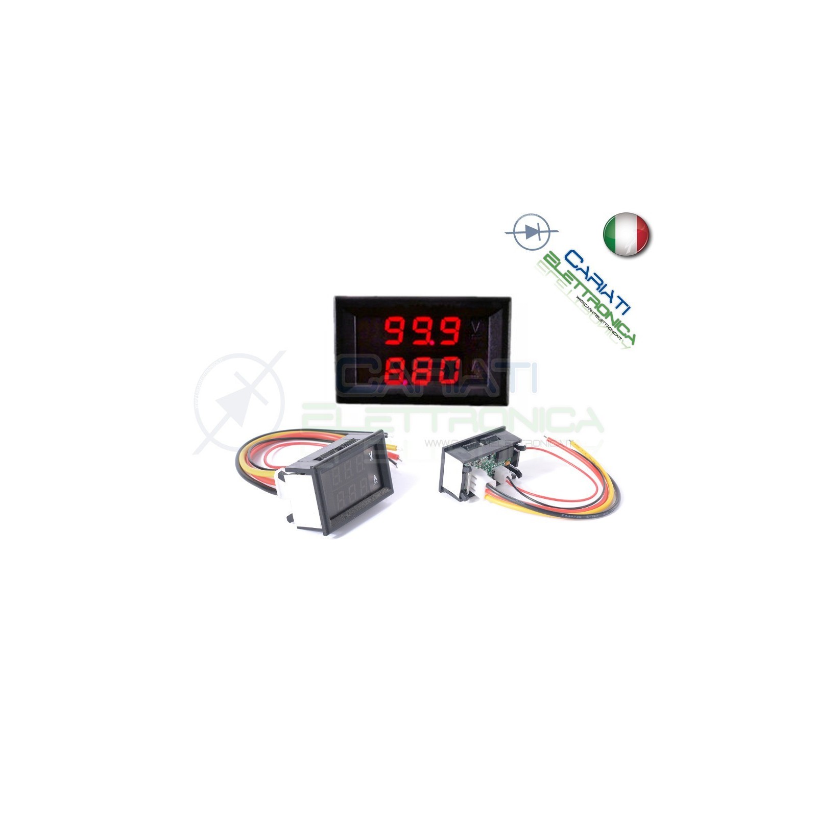 Amperometro Voltometro ROSSO da pannello 0-10A 0-100V tester Tensione Corrente