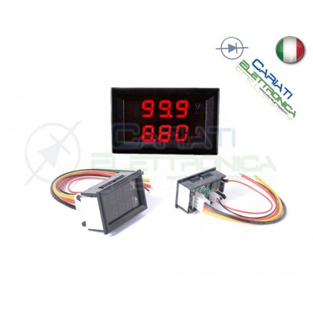 Amperometro Voltometro ROSSO da pannello 0-10A 0-100V tester Tensione Corrente