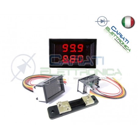 Amperometro Voltometro ROSSO da pannello 0-50A 0-100V tester Tensione Corrente