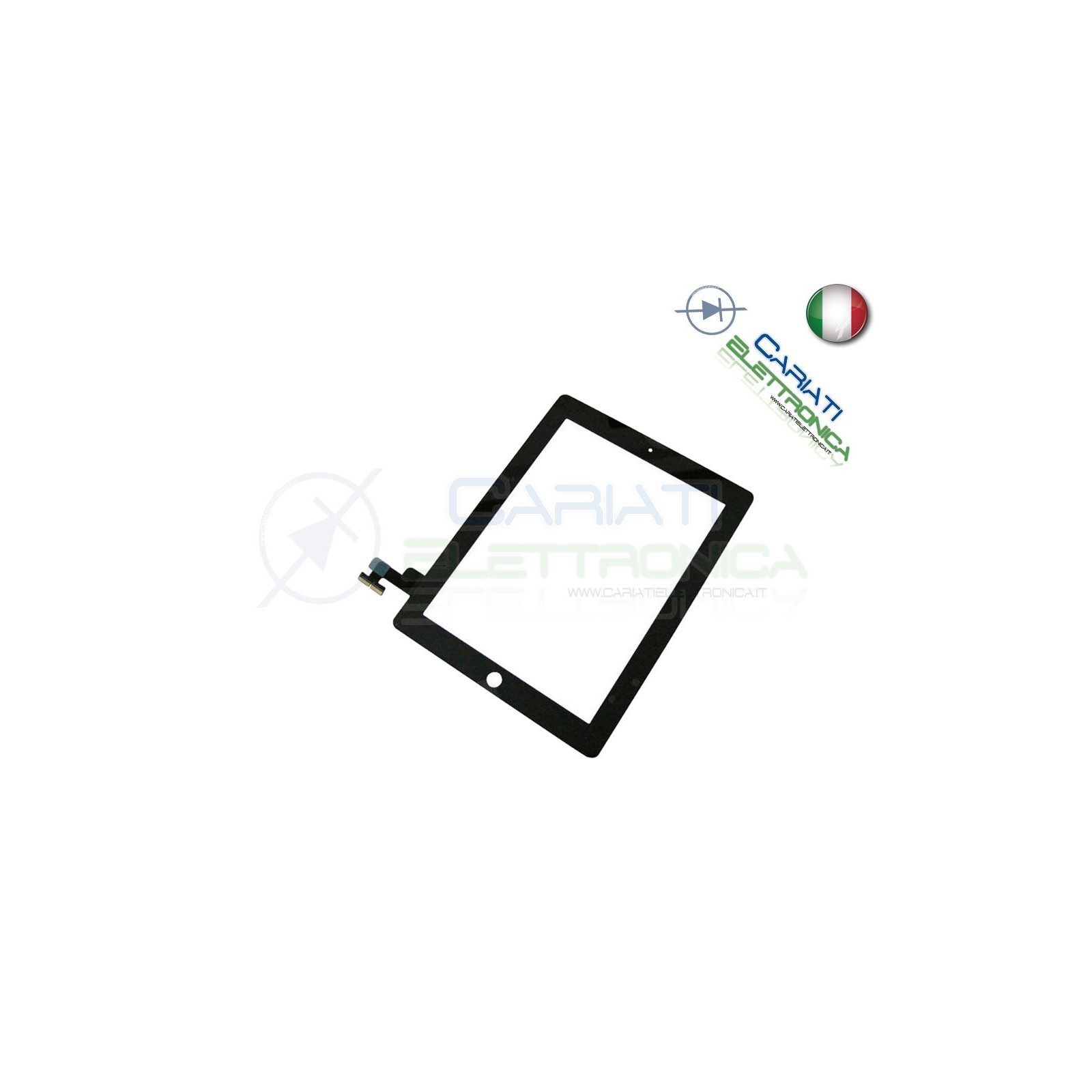 TOUCH SCREEN VETRO PER APPLE IPAD 2 SCHERMO NERO E ADESIVO