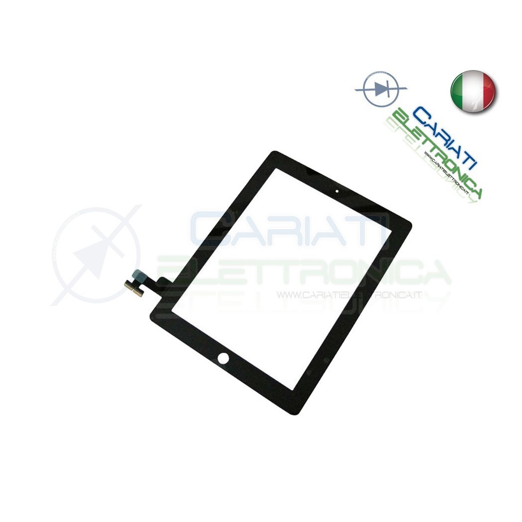 TOUCH SCREEN VETRO PER APPLE IPAD 2 SCHERMO NERO E ADESIVO