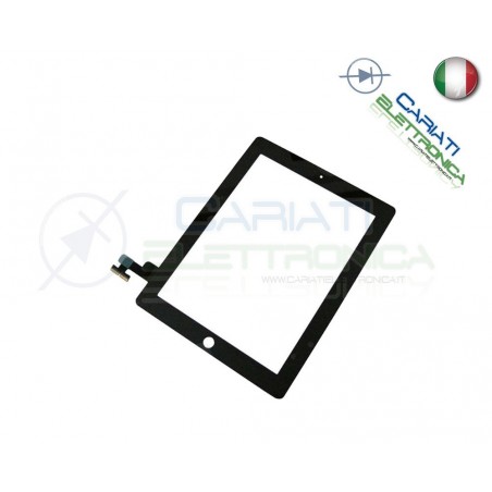 TOUCH SCREEN VETRO PER APPLE IPAD 2 SCHERMO NERO E ADESIVO