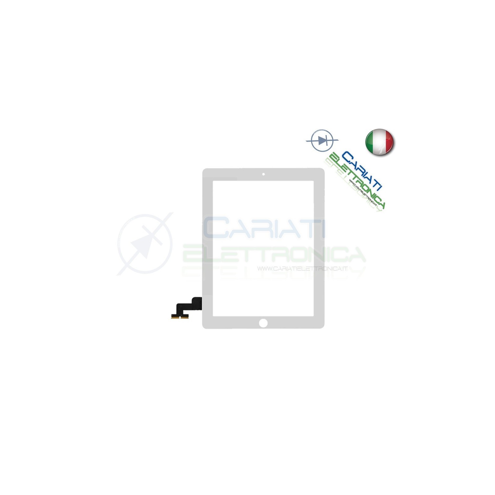 TOUCH SCREEN VETRO PER APPLE IPAD 2 SCHERMO BIANCO E ADESIVO