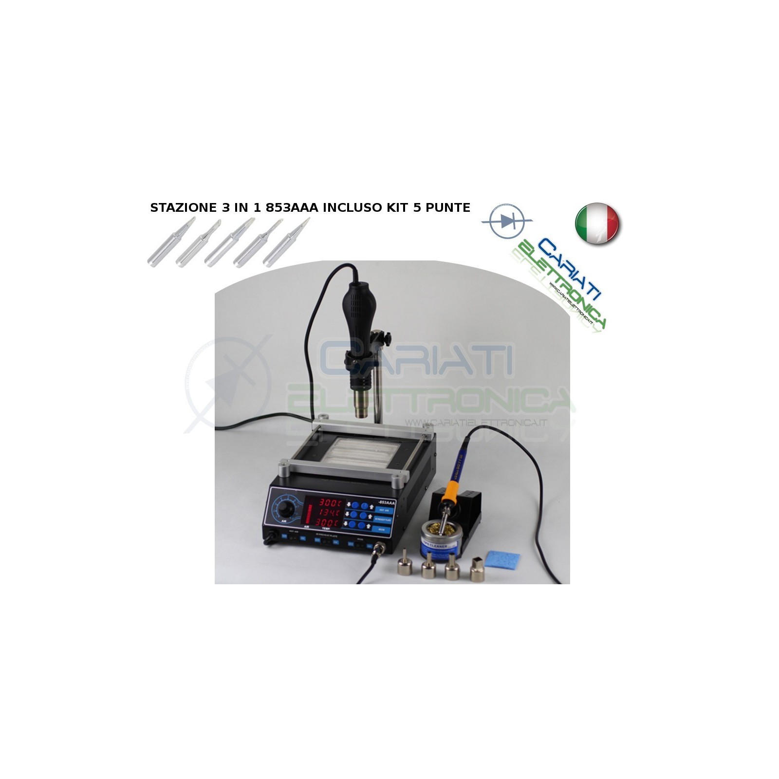 STAZIONE SALDANTE DISSALDANTE SALDATORE STAGNO Modelo 853AAA 3 IN 1Guangzhou Yihua Electronic Equipment Co.,Ltd.