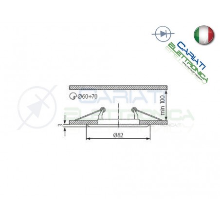 PORTAFARETTO DA INCASSO FISSO PER FARETTO GU10 MR16 LED COLORE BRONZOKanlux