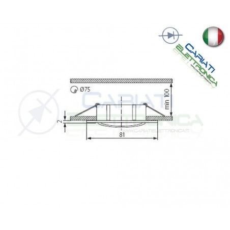 PORTAFARETTO DA INCASSO MOBILE PER FARETTO GU10 MR16 LED COLORE CROMATOKanlux