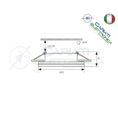 PORTAFARETTO DA INCASSO FISSO PER FARETTO GU10 MR16 LED COLORE CROMATOKanlux