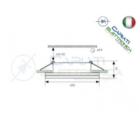 PORTAFARETTO DA INCASSO FISSO PER FARETTO GU10 MR16 LED COLORE CROMATOKanlux