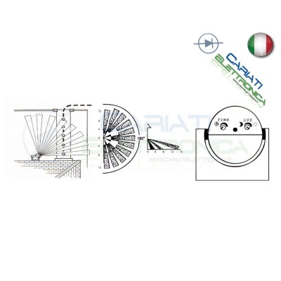 Rilevatore Sensore di Movimento da Parete Luce PIR a 180 ° accensione Luce