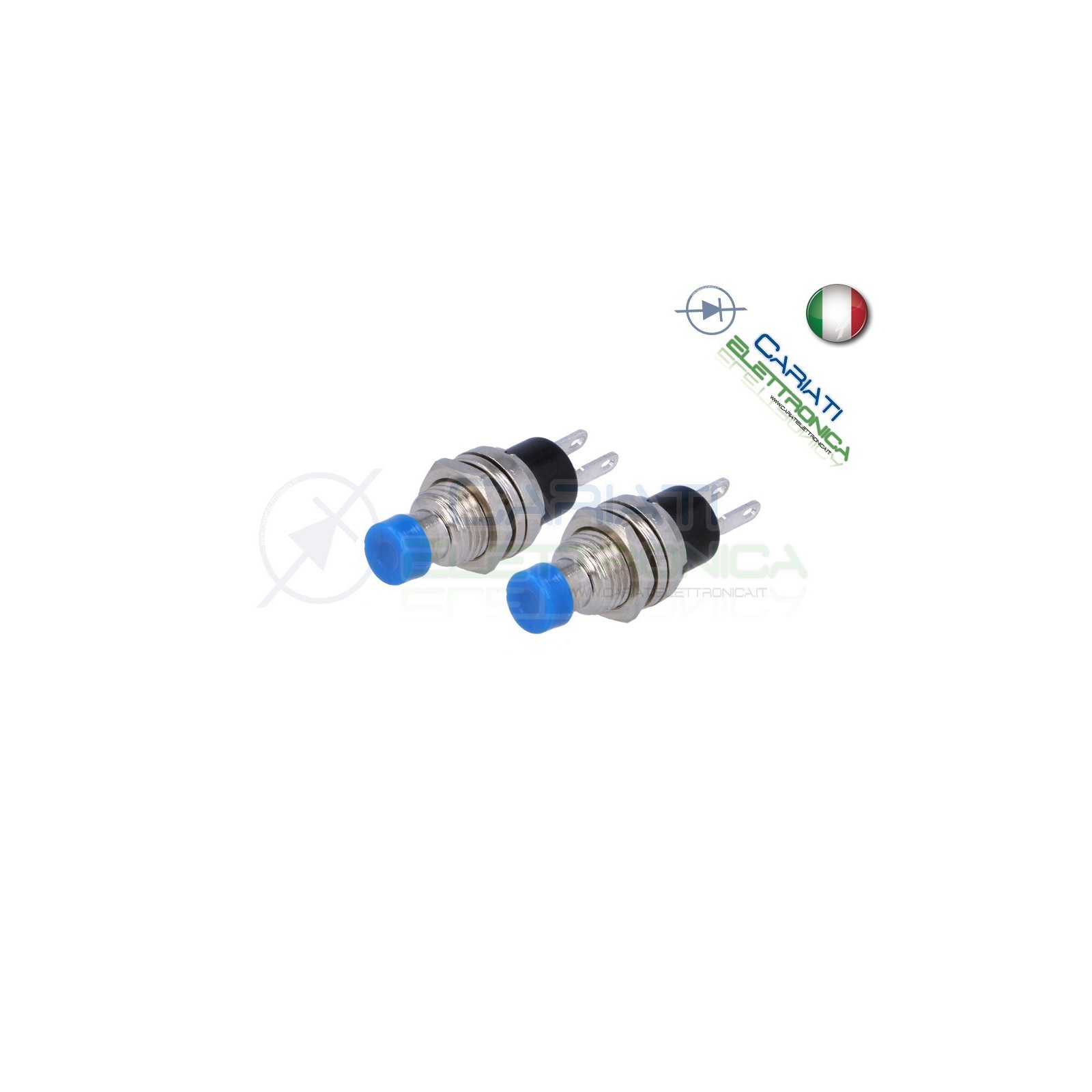 2 PEZZI INTERRUTTORE PULSANTE NORMALMENTE APERTO 125V 1A BLU