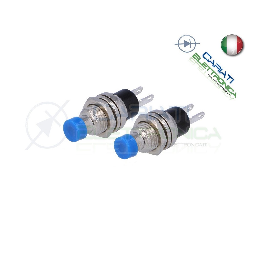2 PEZZI INTERRUTTORE PULSANTE NORMALMENTE APERTO 125V 1A BLU