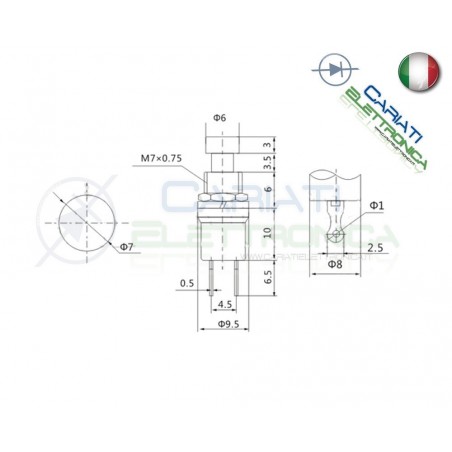 2 PEZZI INTERRUTTORE PULSANTE NORMALMENTE APERTO 125V 1A VERDE