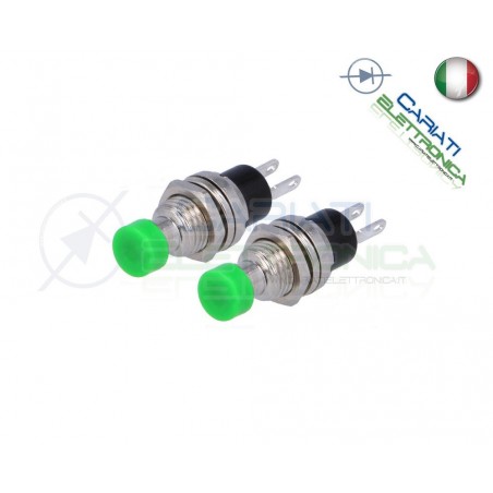 2 PEZZI INTERRUTTORE PULSANTE NORMALMENTE APERTO 125V 1A VERDE
