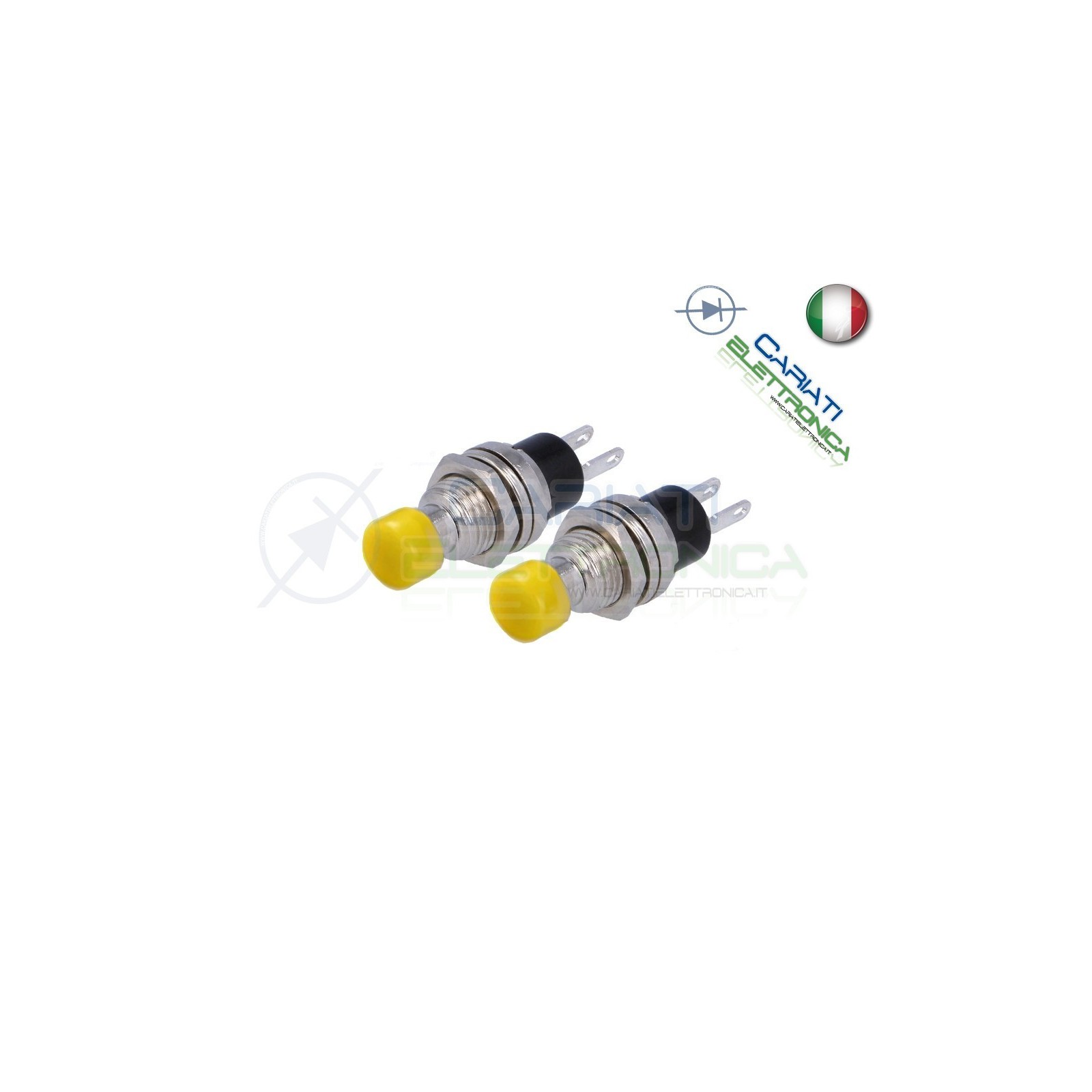 2 PEZZI INTERRUTTORE PULSANTE NORMALMENTE APERTO 125V 1A GIALLO