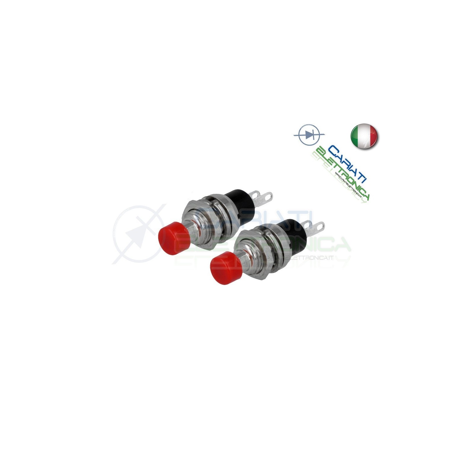 2 PEZZI INTERRUTTORE PULSANTE NORMALMENTE APERTO 125V 1A ROSSO