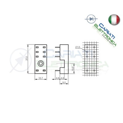 Portarelè Zoccolo per Relè doppio scambio 8 pin pcb circuito stampato portaGenerico