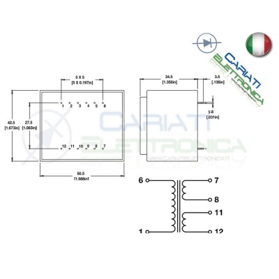 Trasformatore incapsulato 10VA 230V Doppia Uscita 2 x 12V