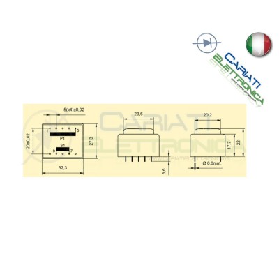 Trasformatore incapsulato da PCB 1,5VA ingresso 230V singola Uscita 6V 250mA HR-Italia Industria