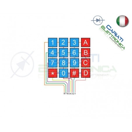 Tastiera Adesiva Numerica a Membrana 4x4 16 tasti pulsanti keypad Generico