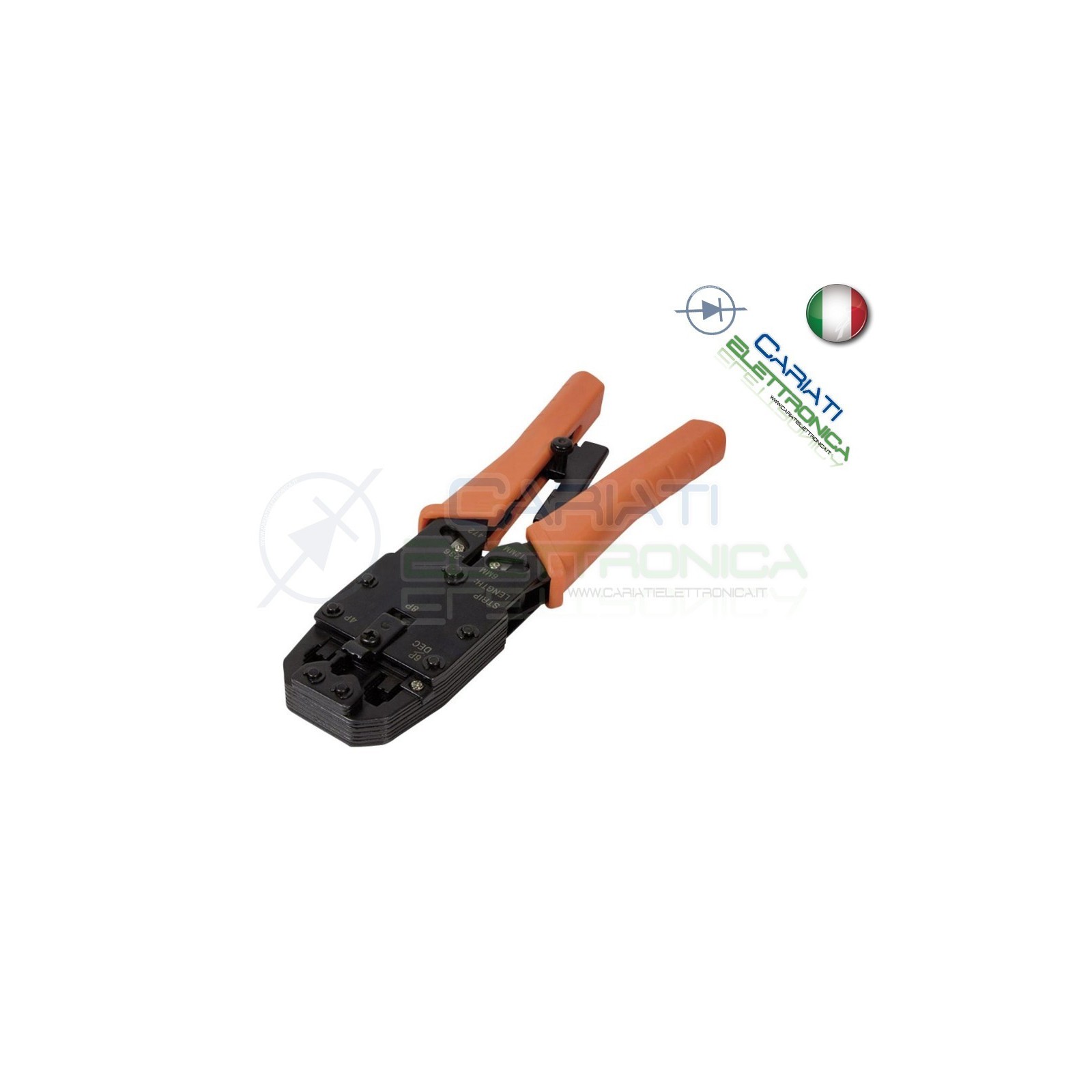 Pinza Crimpatrice Professionale per Cavi Lan Connettori Plug RJ45 RJ11 RJ12