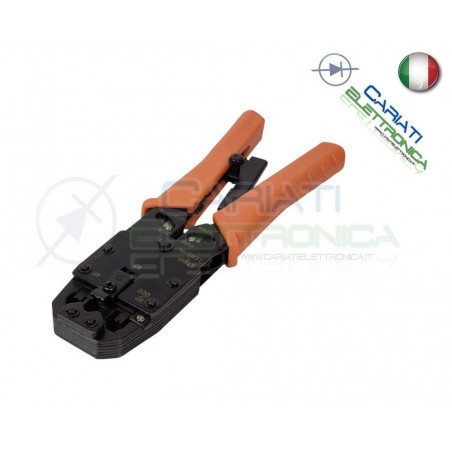 Pinza Crimpatrice Professionale per Cavi Lan Connettori Plug RJ45 RJ11 RJ12