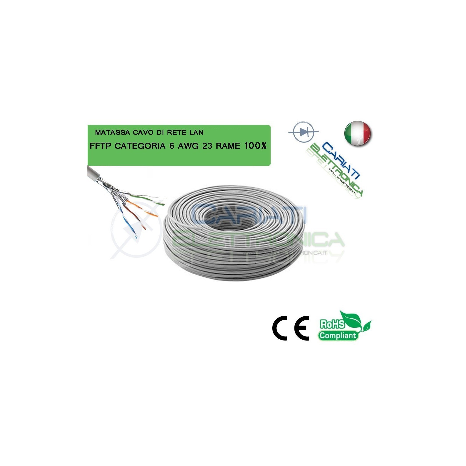 MATASSA 50 METRI 50M STP SFTP FFTP CAT.6 SCHERMATA CAVO DI RETE LAN IN RAME Generico