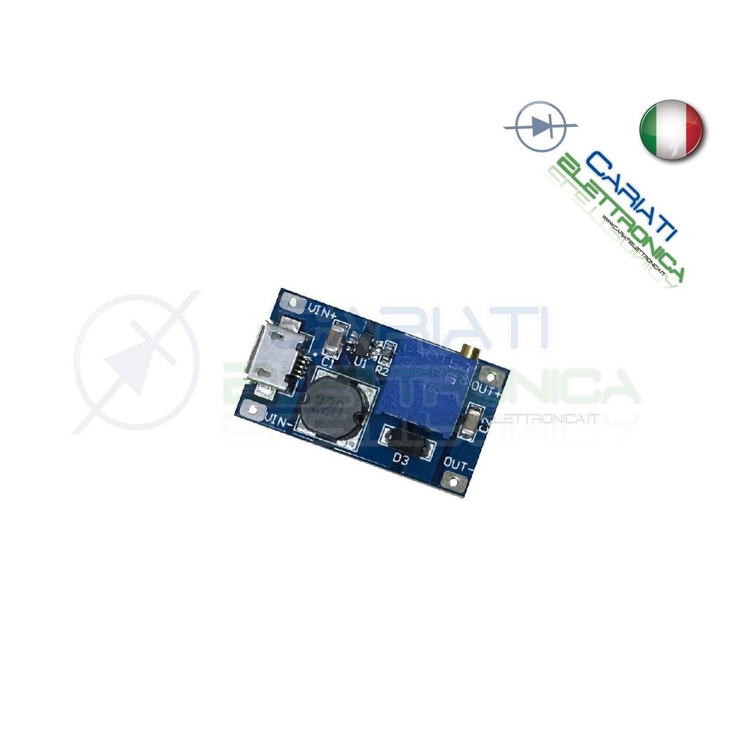 Mini regolatore Step-Up 28V 2A DC booster Arduino converter con USB Generico