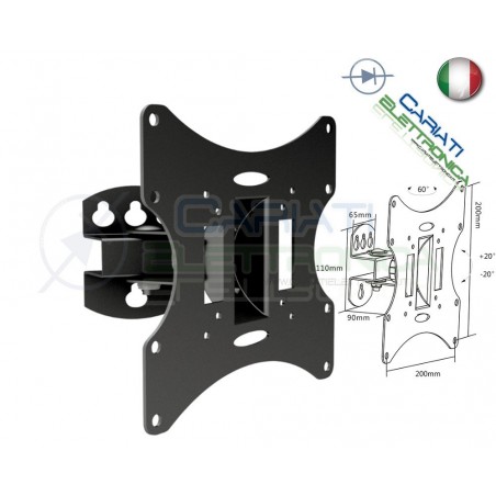 SUPPORTO STAFFA TV LCD TFT LED INCLINABILE DA 23 A 42 POLLICI 23Generico