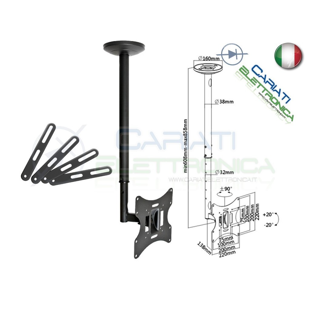 SUPPORTO STAFFA TV LCD TFT LED PLASMA SOFFITTO DA 23 A 55 POLLICI