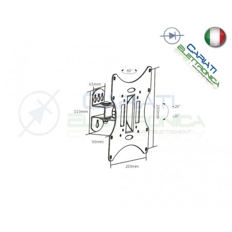 SUPPORTO STAFFA TV LCD TFT LED INCLINABILE DA 23 A 55 POLLICI 23" a 55"