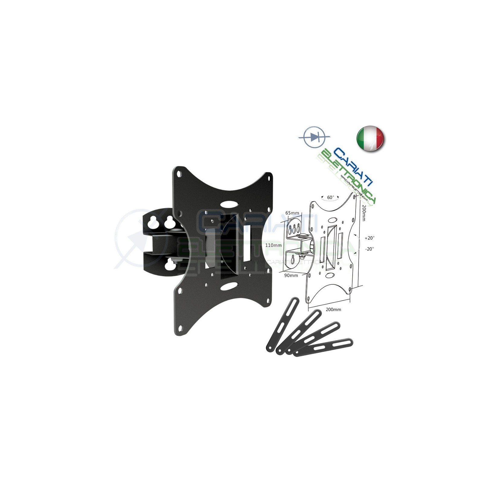 SUPPORTO STAFFA TV LCD TFT LED INCLINABILE DA 23 A 55 POLLICI 23" a 55"