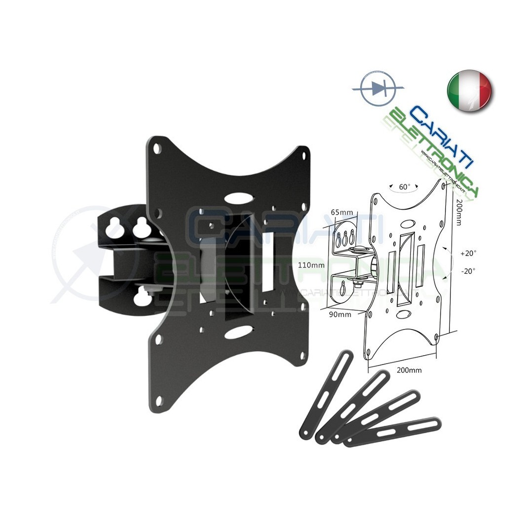 SUPPORTO STAFFA TV LCD TFT LED INCLINABILE DA 23 A 55 POLLICI 23" a 55"