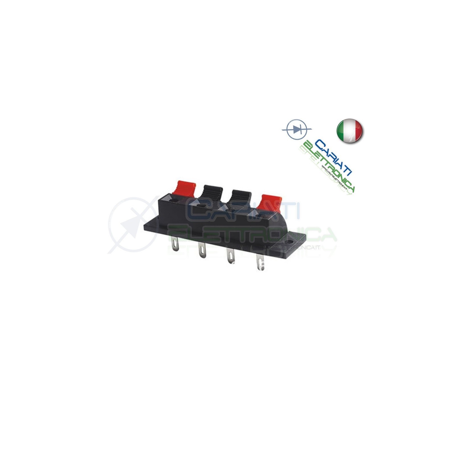 Morsettiera a Molla per Casse Audio Altoparlante Speaker 4 poli 65,5mm