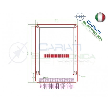 Display lcd grafico 320X240 2.8 TFT ILI9325 con touch e SD comp Arduino