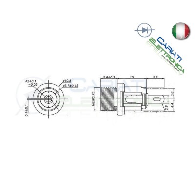 2x Dc Panel Power Jack 5,5x2,1mm supply FemaleCariati Elettronica