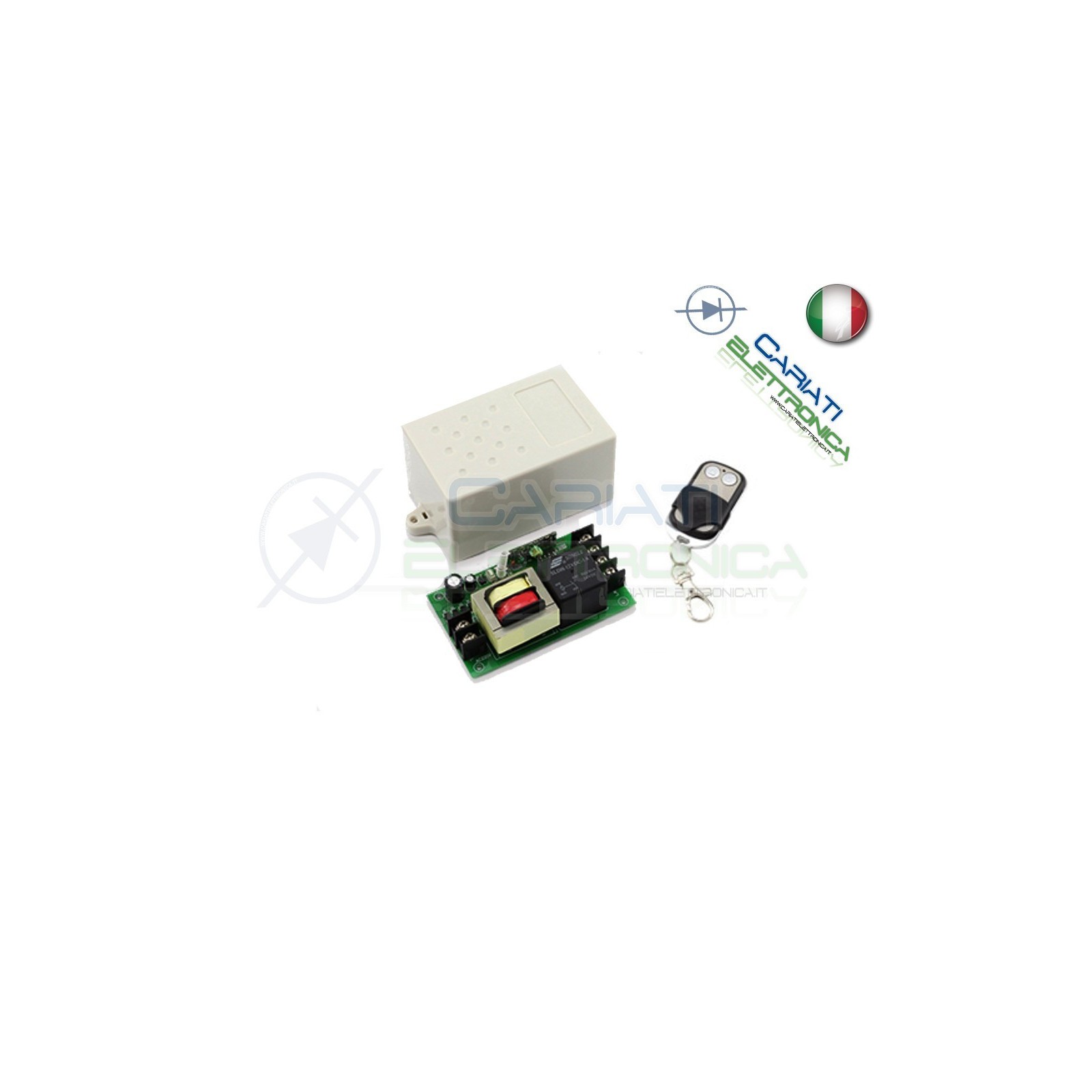 Scheda Ricevente Ricevitore 230V 433 Mhz 1 Canale Relè 12V 50A con Telecomando