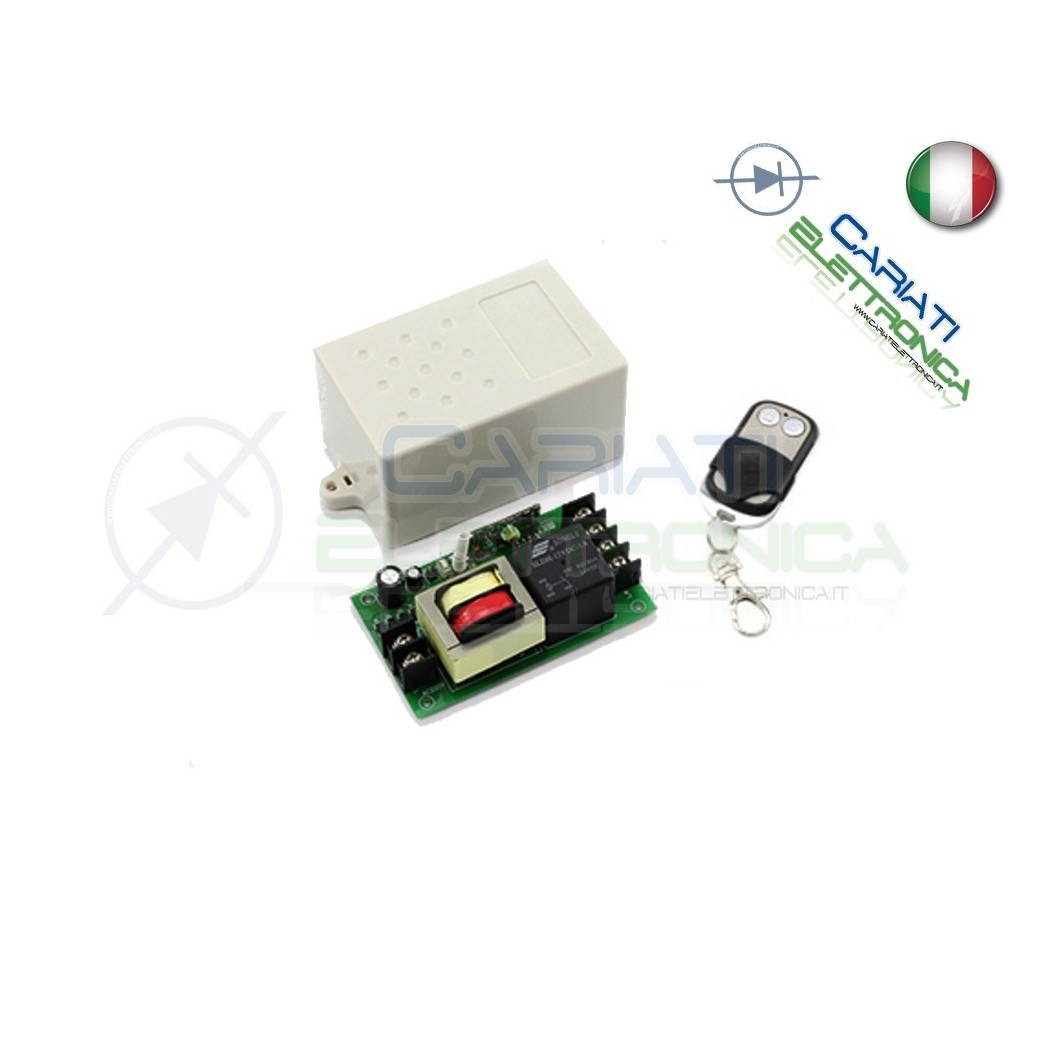 Scheda Ricevente Ricevitore 230V 433 Mhz 1 Canale Relè 12V 50A con Telecomando